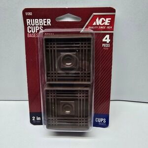 Ace Hardware 51262 Rubber Cups Furniture‎ Floor Protectors 4pc 2in Brown Square